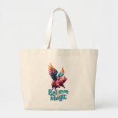 Schattige Varken met Kleurrijke vleugels | Geloof  Grote Tote Bag (Voorkant)