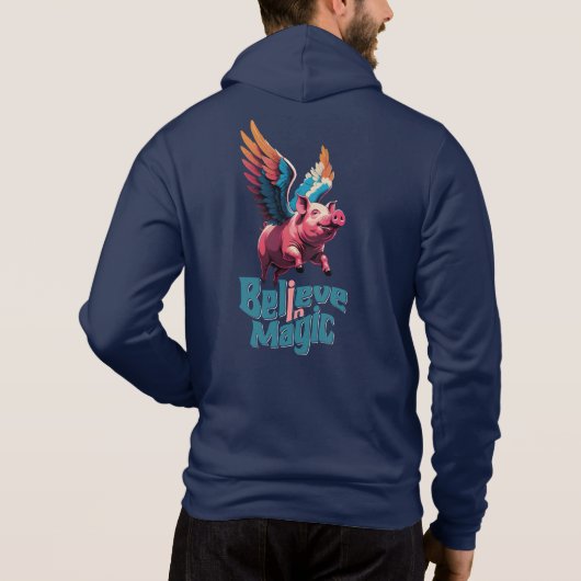Schattige Varken met Kleurrijke vleugels | Geloof Hoodie (Achterkant)