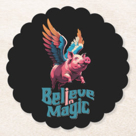 Schattige Varken met Kleurrijke vleugels | Geloof  Kartonnen Onderzetters