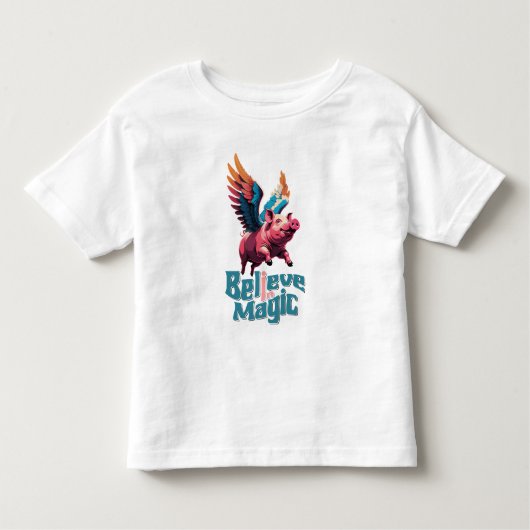 Schattige Varken met Kleurrijke vleugels | Geloof  Kinder Shirts (Voorkant)