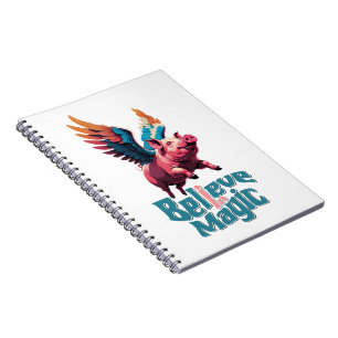 Schattige Varken met Kleurrijke vleugels   Geloof  Notitieboek