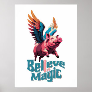 Schattige Varken met Kleurrijke vleugels   Geloof  Poster