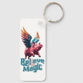 Schattige Varken met Kleurrijke vleugels | Geloof  Sleutelhanger (Achterkant)