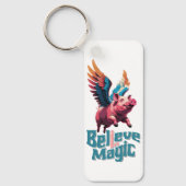 Schattige Varken met Kleurrijke vleugels | Geloof  Sleutelhanger (Voorkant)