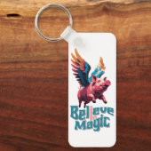 Schattige Varken met Kleurrijke vleugels | Geloof  Sleutelhanger (Voorkant)