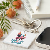 Schattige Varken met Kleurrijke vleugels | Geloof Sleutelhanger (Voorkant Rechts)