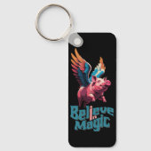 Schattige Varken met Kleurrijke vleugels | Geloof  Sleutelhanger (Voorkant)