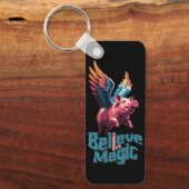 Schattige Varken met Kleurrijke vleugels | Geloof  Sleutelhanger (Voorkant)