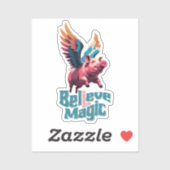 Schattige Varken met Kleurrijke vleugels | Geloof Sticker (Vel)