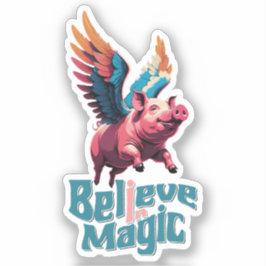 Schattige Varken met Kleurrijke vleugels | Geloof  Sticker