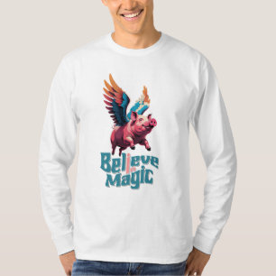 Schattige Varken met Kleurrijke vleugels Geloof T-shirt