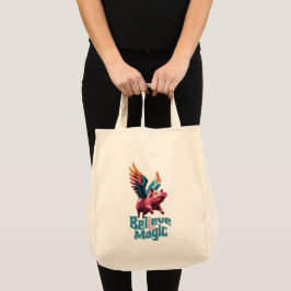 Schattige Varken met Kleurrijke vleugels | Geloof  Tote Bag
