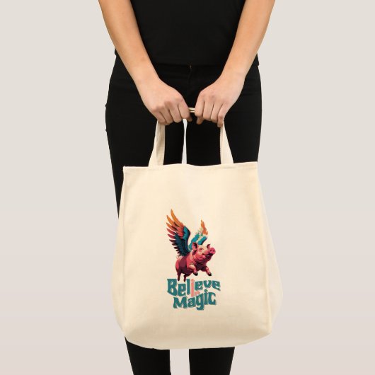 Schattige Varken met Kleurrijke vleugels | Geloof Tote Bag (Voorkant (product))