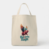 Schattige Varken met Kleurrijke vleugels | Geloof Tote Bag (Achterkant)