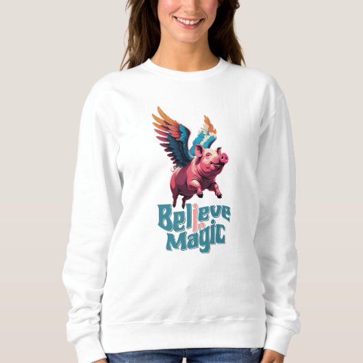 Schattige Varken met Kleurrijke vleugels | Geloof Trui (Voorkant)