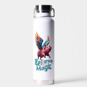 Schattige Varken met Kleurrijke vleugels | Geloof  Waterfles (Achterkant)