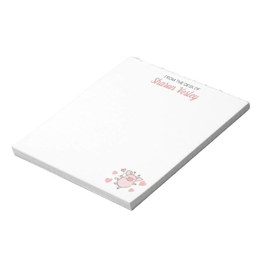 Schattige varken met roze harten en ballon to-do l notitieblok (Linkerzijde)