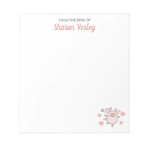 Schattige varken met roze harten en ballon to-do l notitieblok