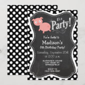 Schattige varken op zwarte en witte stippen kaart (Voorkant / Achterkant)