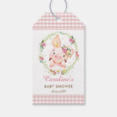Schattige Varken Roze Bloemen Baby shower Verjaard Cadeaulabel (Voorkant)