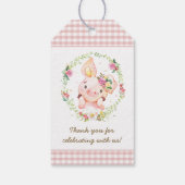 Schattige Varken Roze Bloemen Baby shower Verjaard Cadeaulabel (Achterkant)