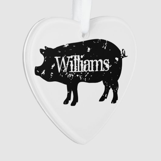 Schattige varken silhouet aangepaste kerst ornamen ornament (voorkant)