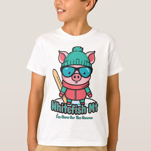 Schattige Varken Skiën Whitefish Mountain T-shirt (Voorkant)