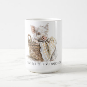 Schattige varkens vliegen misschien niet, maar ze koffiemok