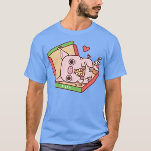 Schattige Varkenseten Pizza In Pizza Box Grappig T-shirt