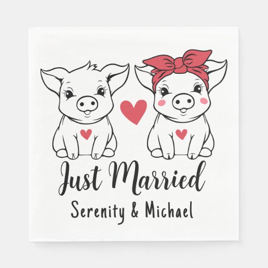 Schattige Varkensland bruiloft Boerderij net getro Servet