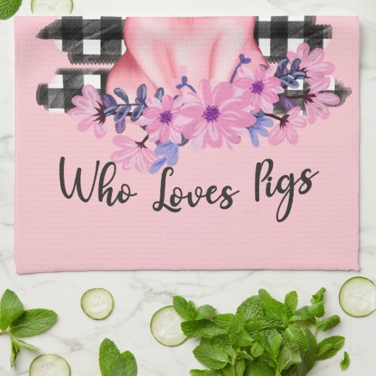 schattige varkensliefhebber theedoek (Gevouwen)