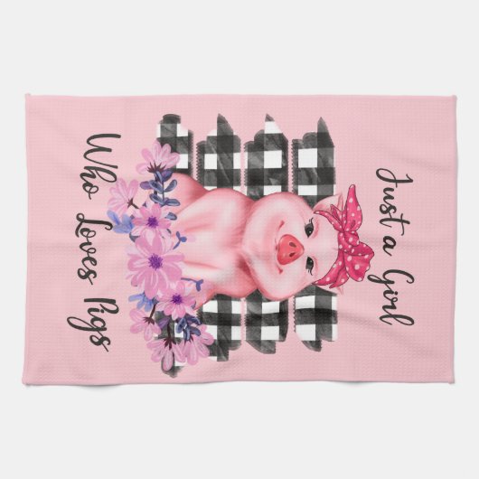schattige varkensliefhebber theedoek (Horizontaal)
