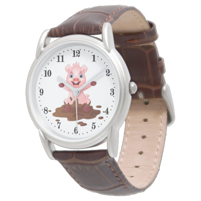 schattige varkensliefhebbers horloge (Gekanteld)