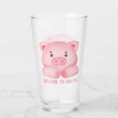 schattige varkensliefhebbers verwelkomen tekst glas (Achterkant)