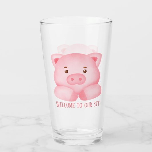 schattige varkensliefhebbers verwelkomen tekst glas (Achterkant)