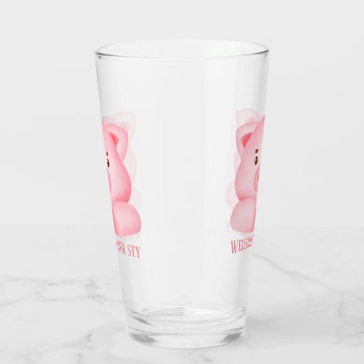 schattige varkensliefhebbers verwelkomen tekst glas (Links)