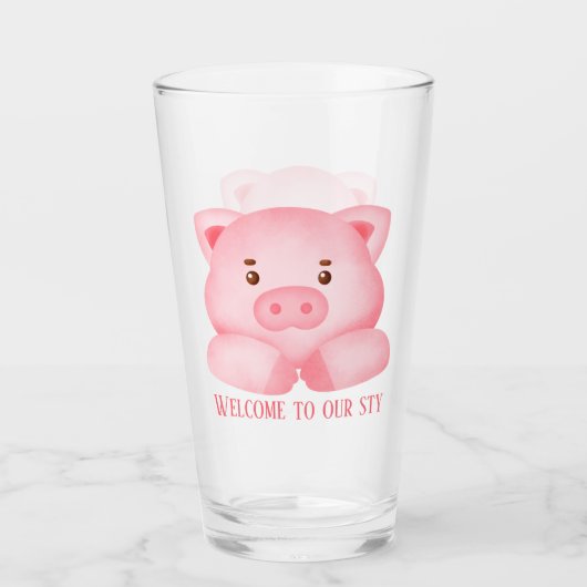 schattige varkensliefhebbers verwelkomen tekst glas (Voorkant)