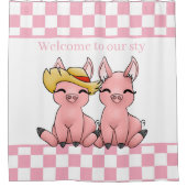 schattige varkensliefhebbers voegen tekst toe douchegordijn (Voorkant)