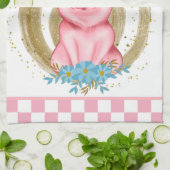 schattige varkensliefhebbers voegen tekst toe theedoek (Gevouwen)