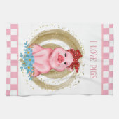 schattige varkensliefhebbers voegen tekst toe theedoek (Horizontaal)