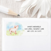 Schattige varkensretouradres, boerenerf, boerderij etiket (Insitu)