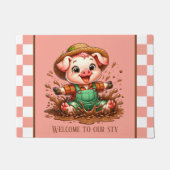 Schattige varkensstal welkom tekst toevoegen deurmat (Voorkant)