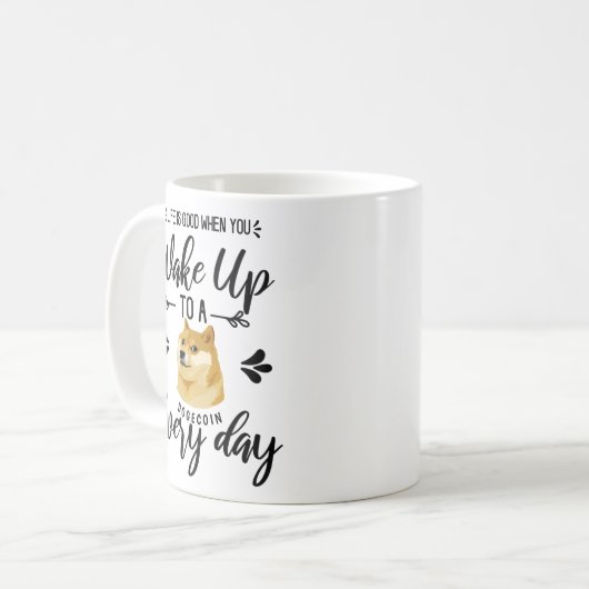 Schattige veel wow! Dogecoin Meme Hold Koffiemok (Voorkant links)