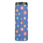 Schattige veelkleurig bloemmotief op blauw thermosbeker (Achterkant)
