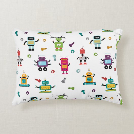 Schattige veelkleurig Robots Kinder Robot Pattern Accent Kussen (Voorkant)