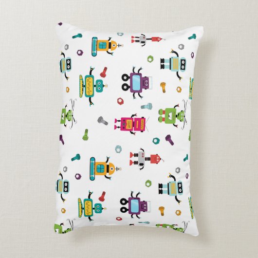 Schattige veelkleurig Robots Kinder Robot Pattern Accent Kussen (Achterkant (Verticaal))