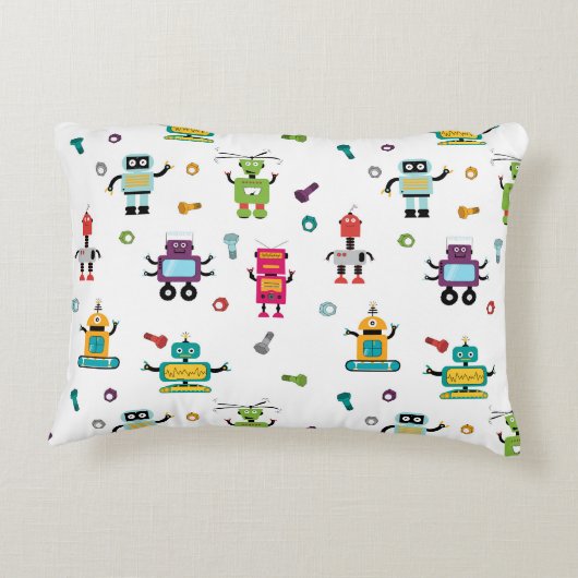 Schattige veelkleurig Robots Kinder Robot Pattern Accent Kussen (Achterkant)