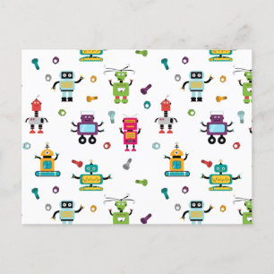 Schattige veelkleurig Robots Kinder Robot Pattern Briefkaart