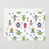 Schattige veelkleurig Robots Kinder Robot Pattern Briefkaart (Voorkant / Achterkant)