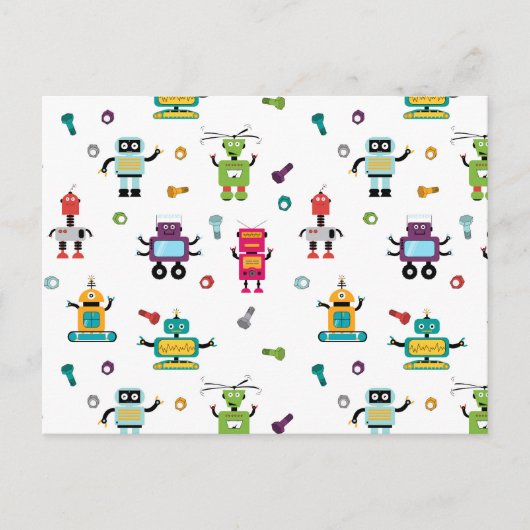 Schattige veelkleurig Robots Kinder Robot Pattern Briefkaart (Voorkant)